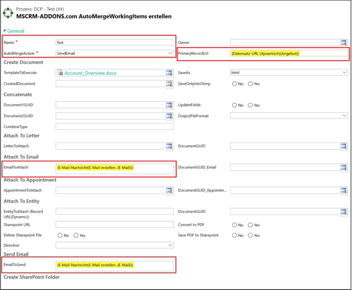 So erstellen Sie Word-Vorlagen in Dynamics 365.